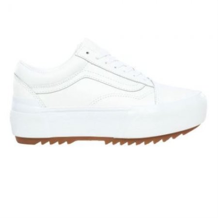 Vans | Women's Leather Old Skool Stacked (Leather) True White/True White