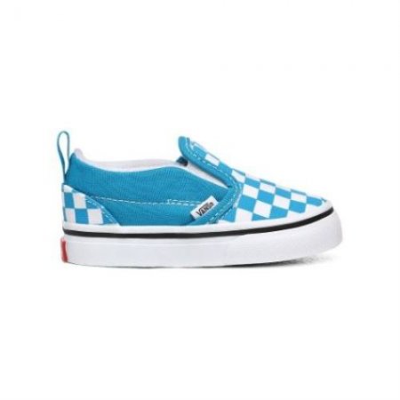 Vans | Kids'Checkerboard Slip-On V Toddler (1-4 years) (Checkerboard) Caribbean Sea/True White