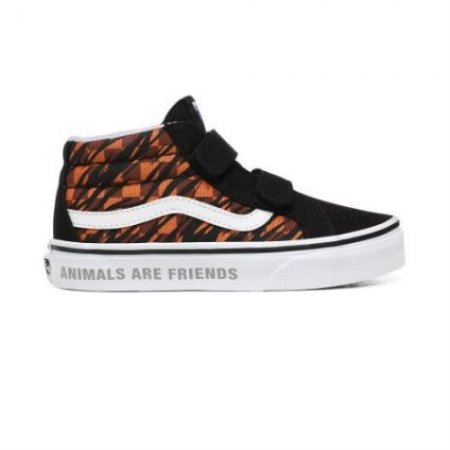 Vans | Kids'Animal Checkerboard Sk8-Mid Reissue V Kids (4-8 years) (Animal Checkerboard) Tiger/Black