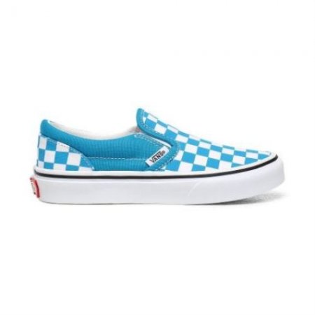 Vans | Kids'Checkerboard Classic Slip-On Kids (4-8 years) (Checkerboard) Caribbean Sea/True White