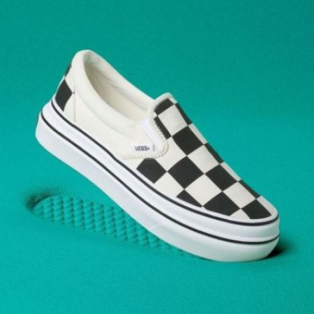 Vans | Women's Big Classics Checker Super ComfyCush Slip-On (Big Classics Checker) Black/Off White Check