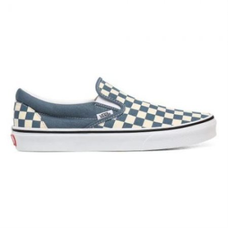 Vans | Men's Checkerboard Classic Slip-On (Checkerboard) Blue Mirage/True White