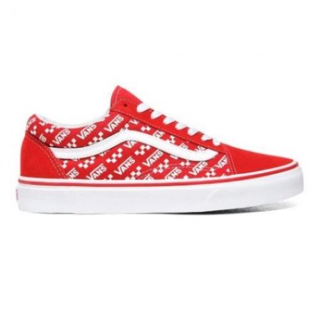 Vans | Men's Logo Repeat Old Skool (Logo Repeat) Racing Red/True White