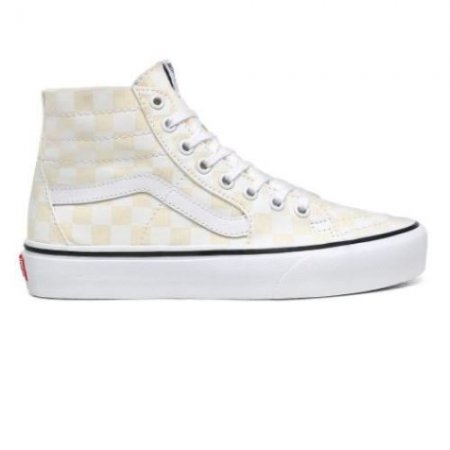 Vans | Women's Checkerboard Sk8-Hi Tapered (Checkerboard) White/True White