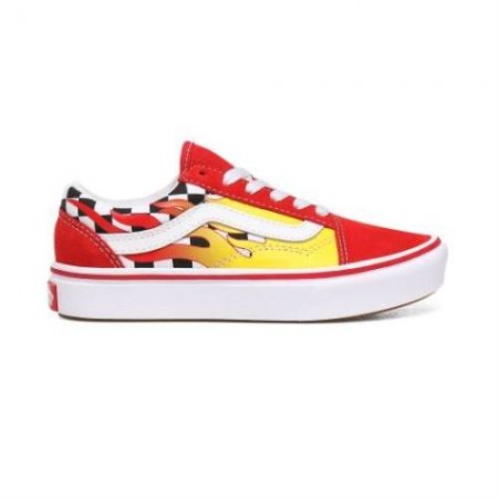 Vans | Kids'Flame ComfyCush Old Skool Kids (4-8 years) (Flame) Checkerboard/Red