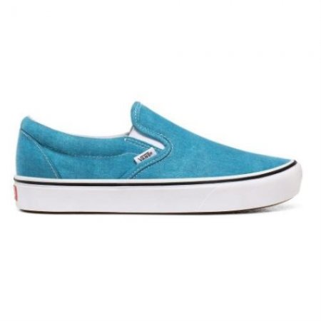 Vans | Women's Washed Canvas ComfyCush Slip-On (Washed Canvas) Caribbean Sea