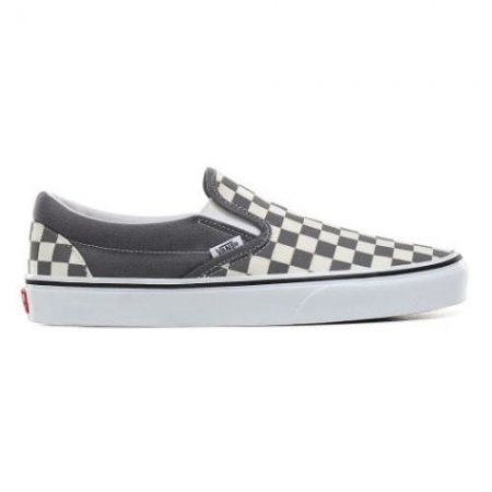 Vans | Women's Checkerboard Classic Slip-On (Checkerboard) pewter/true white