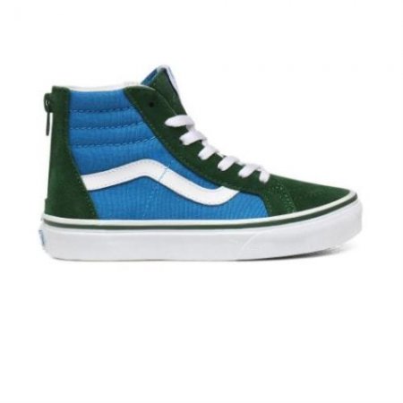 Vans | Kids'2-Tone Sk8-Hi Zip Youth (8-14 years) (2-Tone) Mediterranian Blue/Greener Pastures