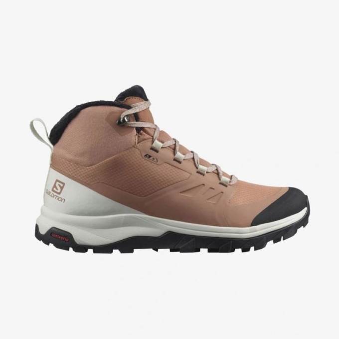 Salomon | Women's OUTSNAP CLIMASalomon | WATERPROOF-Mocha Mousse / Vanilla Ice / Black