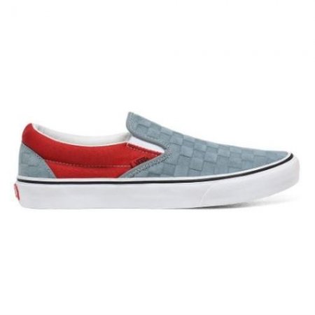 Vans | Men's Deboss Checkerboard Classic Slip-On (Deboss Checkerboard) Lead/Pompeian Red