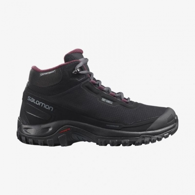 Salomon | Women's SHELTER CLIMASalomon | WATERPROOF-Black / Ebony / Wine Tasting