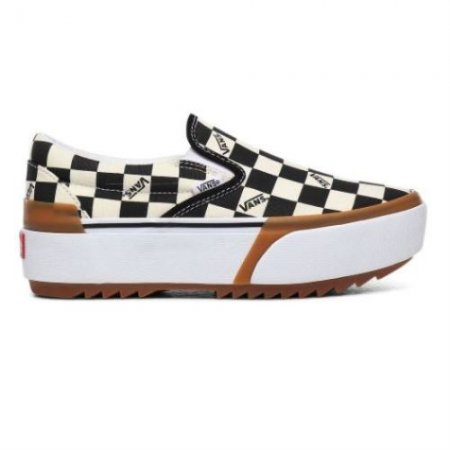 Vans | Women's Checkerboard Classic Slip-On Stacked (Checkerboard) Multi/True White