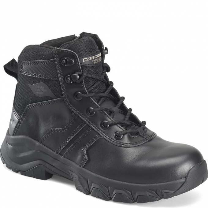 CORCORAN | MEN'S BOLSTER 6" PATHOGEN RESISTING SIDE-ZIPPER DUTY BOOT-Black | Outlet Sale