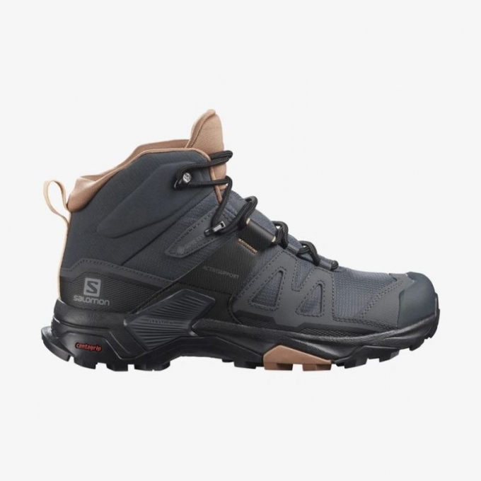 Salomon | Women's X ULTRA 4 MID WIDE GORE-TEX-Ebony / Mocha Mousse / Almond Cream